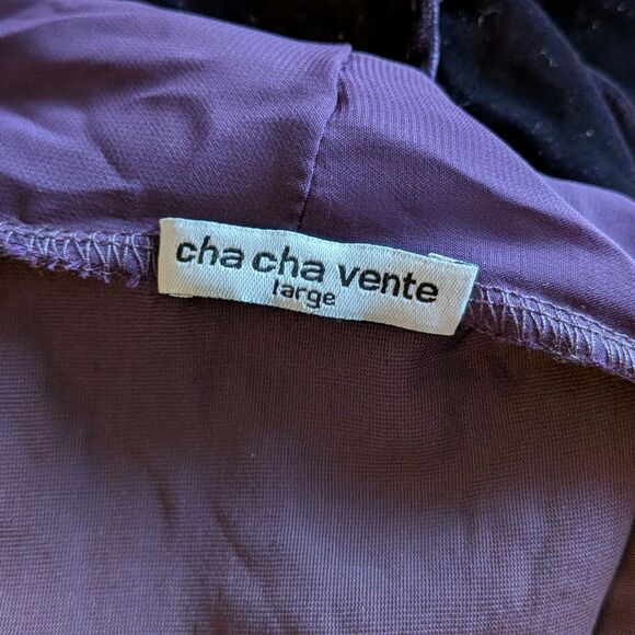 Vintage Y2K Cha Cha Vente Purple Velvet Top Neck Tie Chiffon Whimsygoth Size L - Picture 7 of 7
